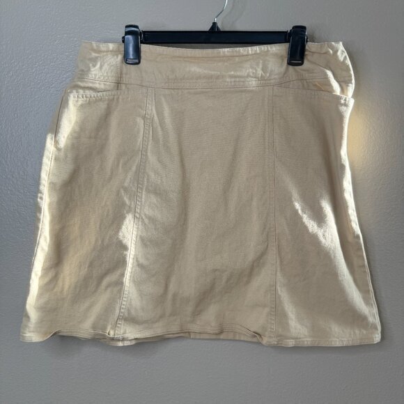Vintage Chaus Women's Tan Skirt size 14 mini skirt 1980s 1990s aline - Picture 3 of 14